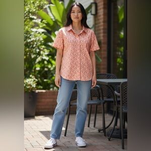 Land’s End shirt, size 12, no iron supima cotton, cute paddle print, no stains
